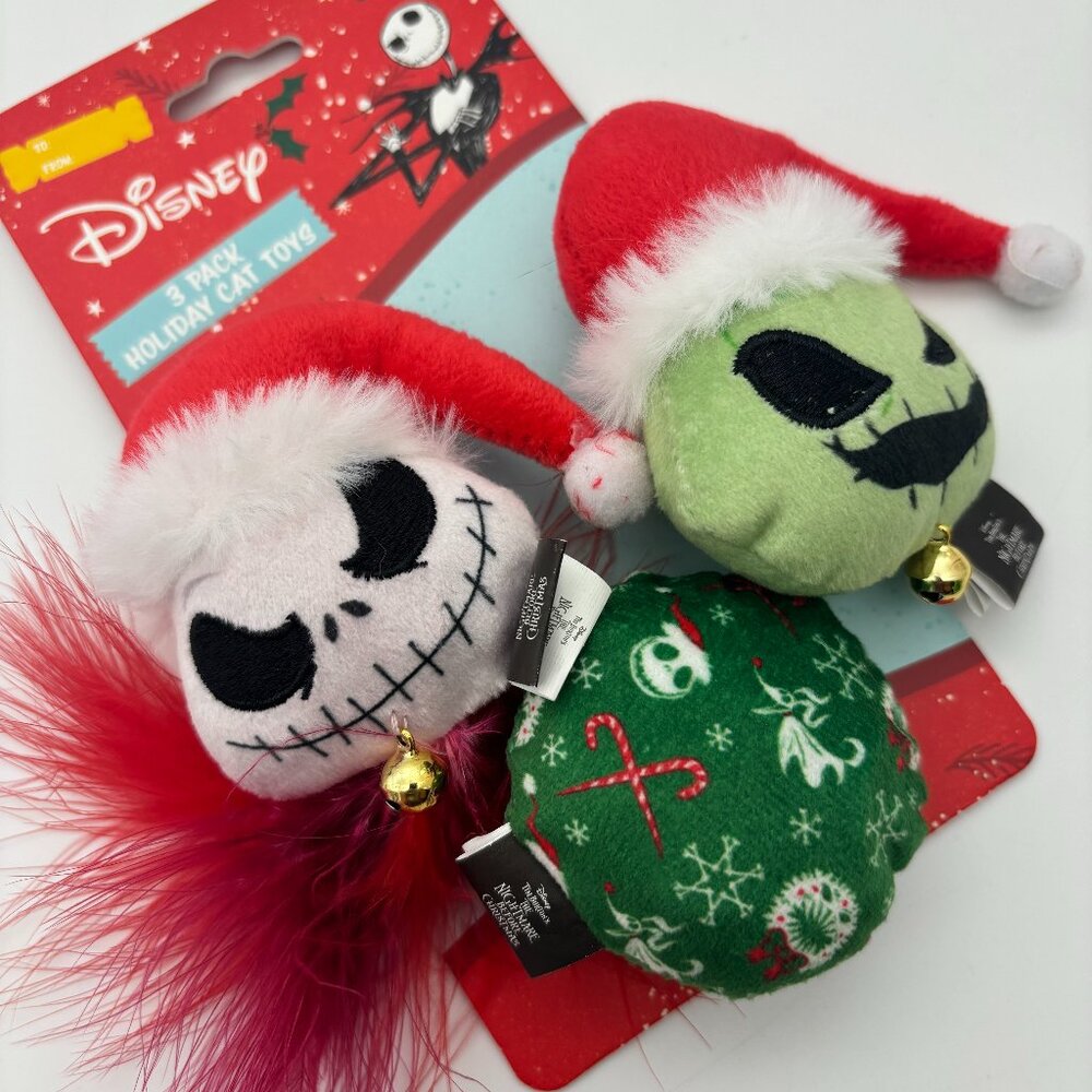 Disney Nightmare Before Christmas 3 Pack Holiday Cat Toys with Catnip Inside NEW